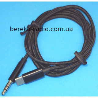 Шнур шт. 3.5mm стерео - шт.USB type C, 1.5m, чорний