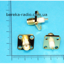 Гніздо SMA монтажне 4 отвори, gold, латунь