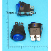 Перемикач клавішний круглий Daier KCD1-8-201NW, ON-OFF, 4 pin, 6A/250V, синій з підсвіткою