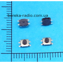 Тактова кнопка SMD 4pin 3x3.5x2.5mm, чорний шток, TST335-2.5