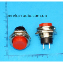 Кнопка DS-212 без фіксації OFF-(ON), 2pin, 3A/250V, червона