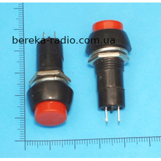 Кнопка PBS-11B середня без фіксації OFF-(ON), 2 pin, 1A/250V, червона