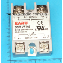 SSR-25VA, керування потенціометром 500K , Uout=24...380VAC, 60x45x22.5mm, EARU