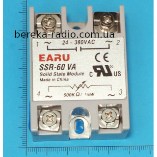 SSR-60VA, керування потенціометром 500K , Uout=24...380VAC, 60x45x22.5mm, EARU