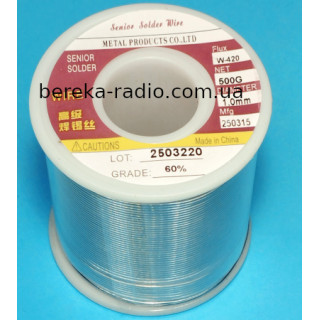 Припій 1.0mm 500g , Sn60/Pb40, флюс 2%, виробник YF