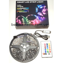 Стрічка RGB SMD5050/30, 5V, IP65, 5 метрів, Bluetooth додаток, ІЧ пульт