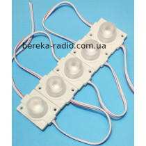 Світлодіодний модуль білий 6500K SMD3030, 1 LED з лінзою, 15*x45*, 12V, 1.5W, IP66, 43x30mm