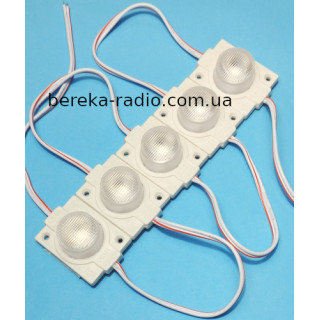 Світлодіодний модуль білий 6500K SMD3030, 1 LED з лінзою, 15*x45*, 12V, 1.5W, IP66, 43x30mm