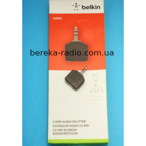 Перехідник шт. 3.5mm стерео - 2 гн. 3.5mm стерео, Belkin