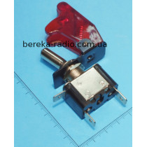 Тумблер ASW-07D (ON-OFF) з червоною кришкою і LED підсвіткою, 20A/12VDC
