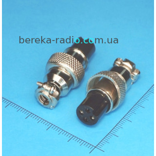 Роз`єм MIC 324 mini, гніздо на кабель 4 pin, діаметр 12 mm, металевий корпус