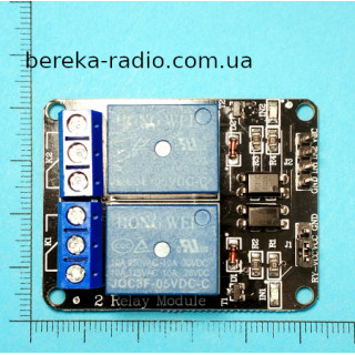 Плата реле 2 шт 5V з оптичною розв`язкою (модуль 2)