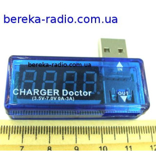 USB тестер з LED інд. (вольтметр, амперметр, тестер зарядок) кутовий