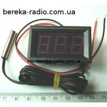 Термометр в корпусі 0.56`` червоний, -55...+110*C, 5-12VDC, 3-х цифр. інд., датчик на проводі 1м