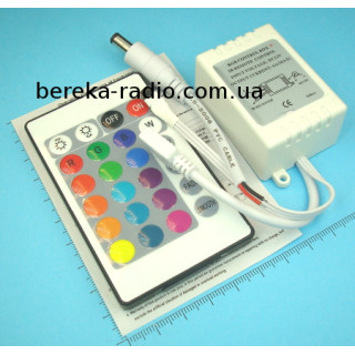 Контролер RGB 24 кнопки, 72W, 5-24V, 6А, інфрачервоний (IR)