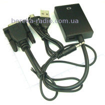 Конвертор VGA в HDMI + аудіо (шт. VGA - гн. HDMI + шт. 3.5 стерео)