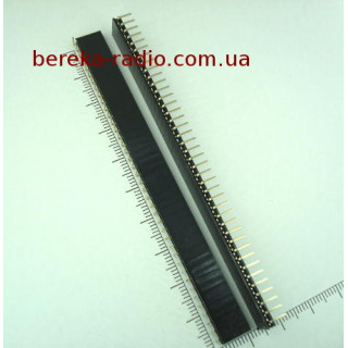 PBS-40R гніздо однорядне 40 pin, крок 2.54mm, кутове