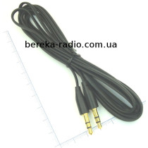 Шнур AUX шт. 3.5mm стерео- шт. 3.5mm стерео, плоский кабель, 2m, чорний