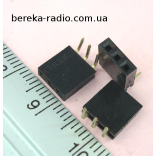 PBS-3R=DS1024-1x3R=ZL263-3SG гніздо однорядне 3 pin кутове, крок 2.54mm