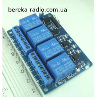 Плата реле 4 шт 5V з оптичною розв`язкою (модуль 3)