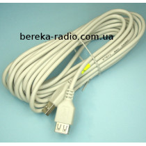 Подовжувач USB (шт.A-гн.A), CU, Vers.-2.0, діаметр 4.5mm, 5m, сірий