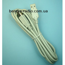 Шнур шт. USB A - шт.USB B, Vers.-2.0, діаметр 4.5mm, 3m, сірий