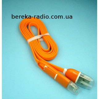 Шнур шт. USB A - шт.micro USB + шт.iPhone6 (2 в 1), 1m, оранжевий, в блістері