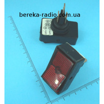 Перемикач клавішний AWS-11D (ON-OFF) з підсвіткою червоний, 3 pin, 20A, 12V
