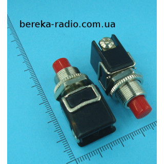 Кнопка PBS-13B без фіксації OFF-(ON), 2pin, 4A/250V, червона