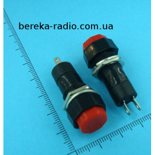 Кнопка PBS-14A середня, з фіксацією ON-OFF, 2 pin, 1A/250V, червона