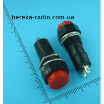 Кнопка PBS-14B середня, без фіксації OFF-(ON), 2 pin, 1A/250V, червона