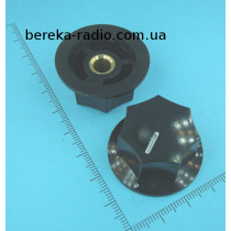 MF-B03 (PN-9C-6.4) ручка карболітова чорна d=33.5mm, з покажчиком та металевою вставкою