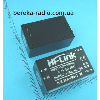 12V/0.25A 3W HLK-PM012, Uin=100-240VAC, HI-Link