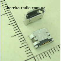 Гніздо micro USB B (№ 1-1), 5 pin, 4 виводи DIP