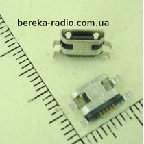 Гніздо micro USB B (№ 8-1), 5 pin, 5 контактів, 4 виводи