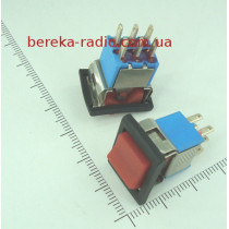 Перемикач клавішний RLS-202-E5 (ON-ON), 6pin, 3A/250VAC, червоний