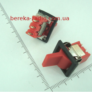 Перемикач клавішний RLS-102-F1 (ON-ON), 3pin, 3A/250VAC, червоний