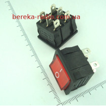 Перемикач клавішний MIRS-202-4 широкий ON-ON, 6 pin, 6A/220V, червоний з підсвіткою