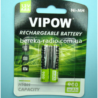 Акумулятор AAA R03, 900mAh, Ni-MH, VIPOW, 2шт