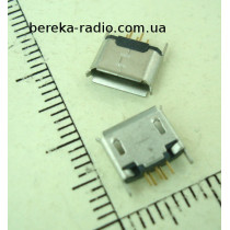 Гніздо micro USB B (№ 13) 5 pin, 2 виводи, вертикальний монтаж