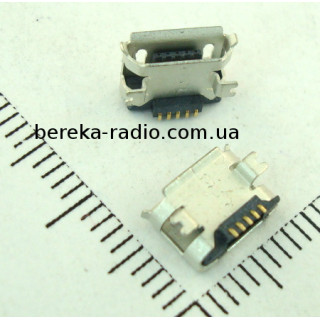 Гніздо micro USB B (№ 24), 5 pin, 2 виводи SMD, високе 1mm