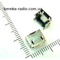 Гніздо micro USB B (№ 25), 5 pin, 4 виводи SMD, високе 4mm