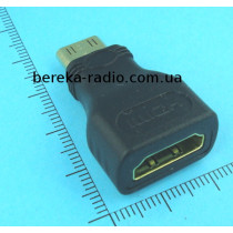 Перехідник шт. mini HDMI - гн. HDMI, gold, пластик
