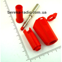 Штекер акустичний банан, 4 mm, червоний, корпус пластик