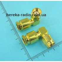 Штекер SMA (реверсний) кутовий, під кабель (RG-58), gold, латунь