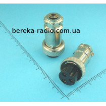 Роз`єм MIC 323, гніздо на кабель 3 pin, діаметр 16 mm, металевий корпус