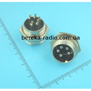 Роз`єм MIC 335, штекер монтажний 5 pin, діаметр 16 mm, металевий корпус