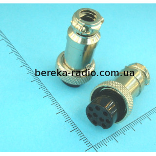 Роз`єм MIC 329, гніздо на кабель 9 pin, діаметр 16 mm, металевий корпус