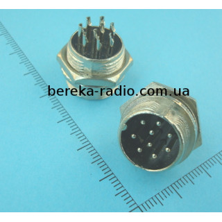 Роз`єм MIC 339, штекер монтажний 9 pin, діаметр 16 mm, металевий корпус