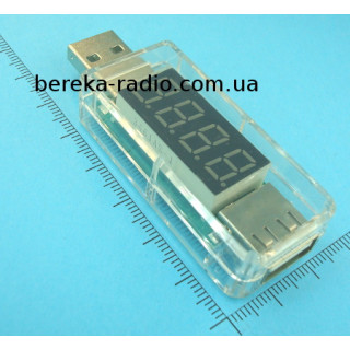 USB тестер з LED інд. (вольтметр, амперметр, тестер зарядок) прямий
